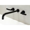 Kingston Brass KS8040KL Wall Mount Tub Faucet, Matte Black KS8040KL